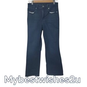 Good American Jeans Women's Size 6 Dark Blue Denim Good Legs Crop Mini Boot